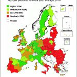 Regional disparities across EU27 (GDP/person as a % of EU average by NUTS 2 regions, 2010)