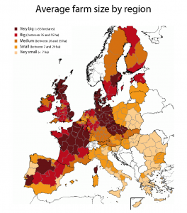 Average farm size by region