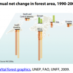 Annual net change in forest area in the world 1990-2005