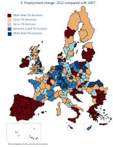 Employment change: 2012 compared with 2007