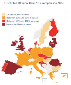Debt to GDP ratio: How 2012 compares to 2007