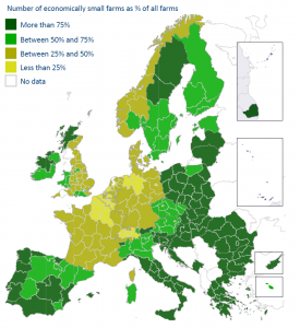 Economically small farms by region