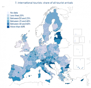 International tourists: share of all tourist arrivals