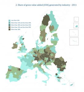 Share of gross value added (GVA) generated by industry - 2011