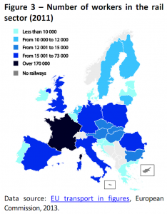 Number of workers in the rail sector (2011)
