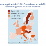 Asylum applicants in EU28: Countries of arrival (2014)