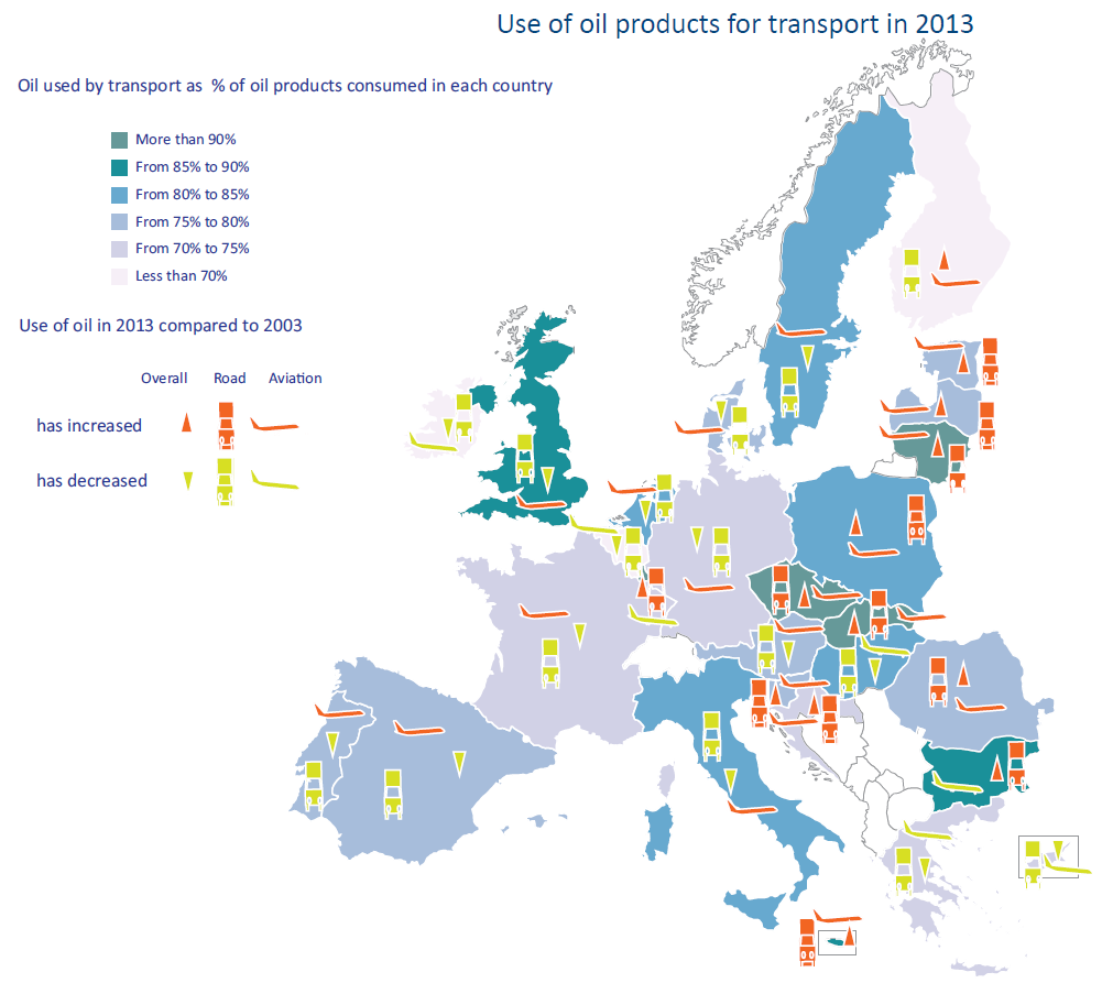 Use of oil products in transport in 2013