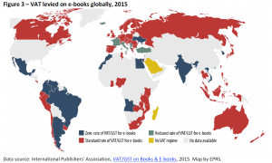 VAT levied on e-books globally, 2015