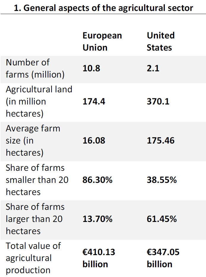 General aspects of the agricultural sector