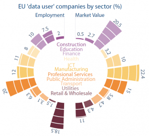 EU 'data user' companies by sector (%)