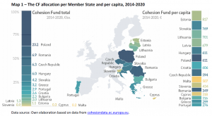 The Cohesion Fund allocation per Member State and per capita, 2014-2020