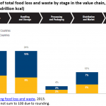 Share of total food loss and waste by stage in the value chain, 2009 (100 % = 1.5 quadrillion kcal)