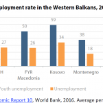 Youth unemployment rate in the Western Balkans, 2016