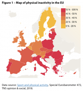 Map of physical inactivity in the EU