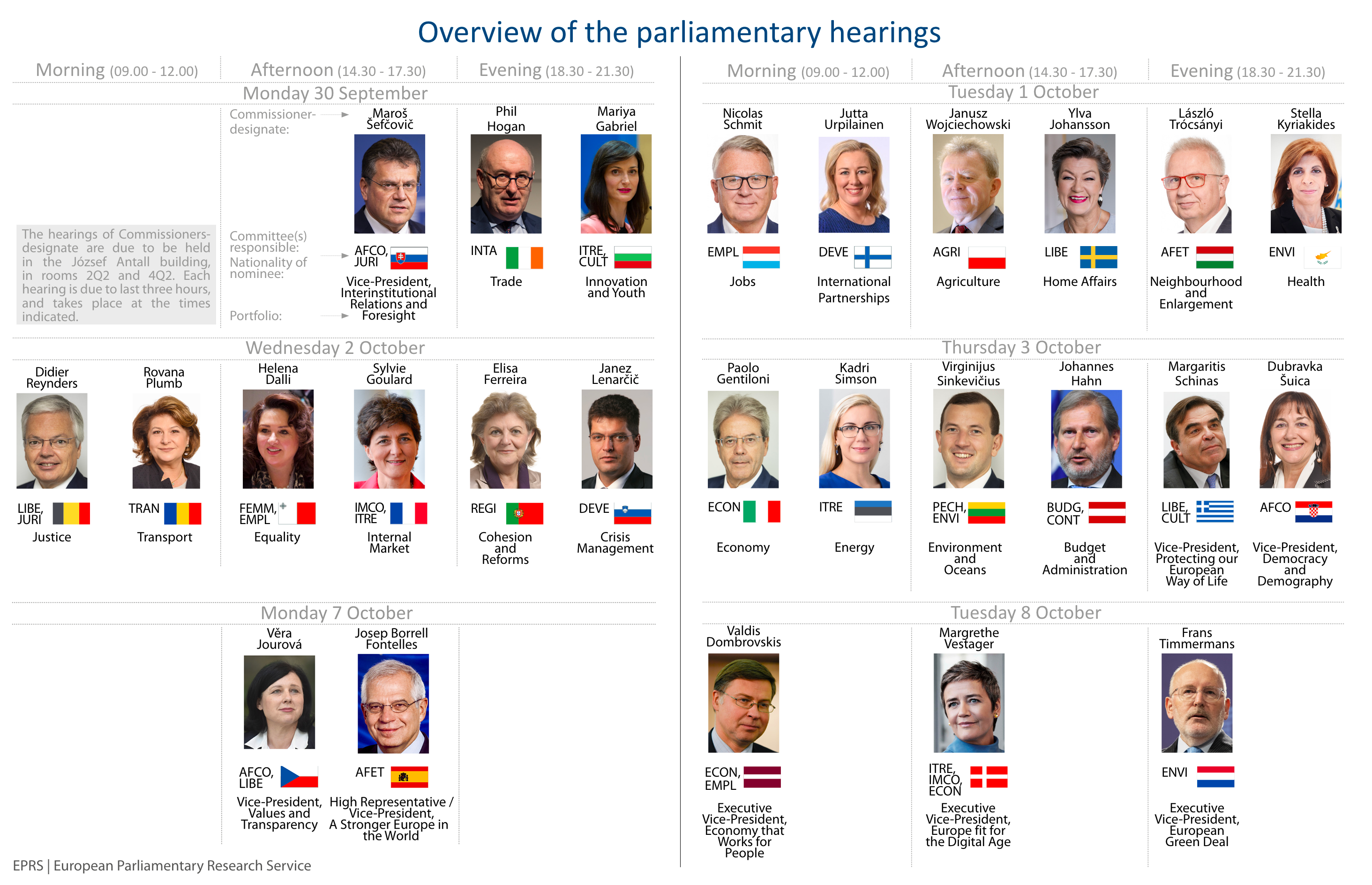 Overview of the parliamentary hearings