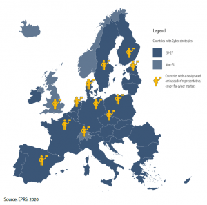 European countries with cyber strategies and representatives