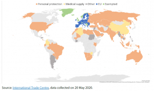 Temporary PPE export restrictions in the world