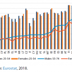 Use of computers or phones to access the internet by sex and age group (%)