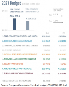 2021 Budget by MFF heading